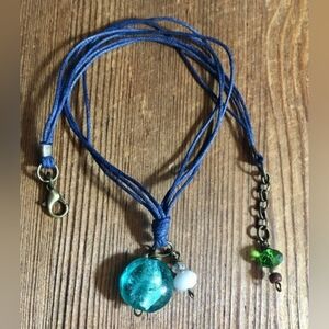 Blue and White Beaded Ladies Beach Necklace, Handmade Ladies Beaded Necklace